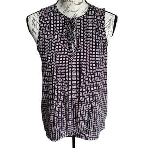 NWT J Crew Sleeveless Blouse Blue Red Sz XS